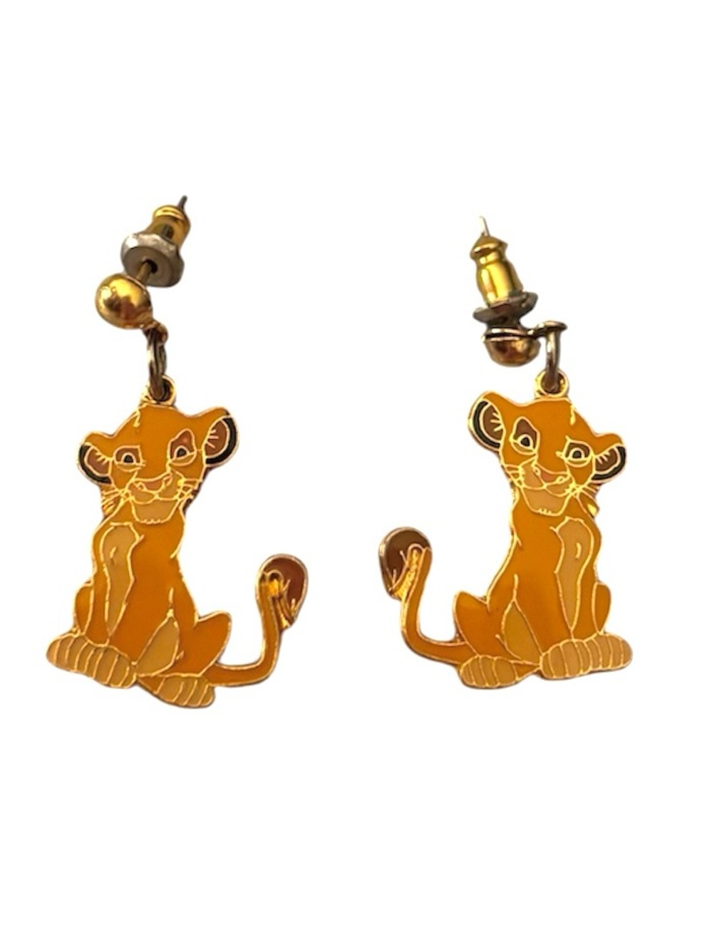 5/$25 Vtg Disney The Lion King Simba Enamel Dangle Stud Earrings